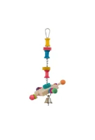 Zabawka, dla ptaków, wisząca, drewniana, 27 cm, z metalowym dzwonkiem