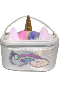 Kosmetyczka puff Jednorożec biała