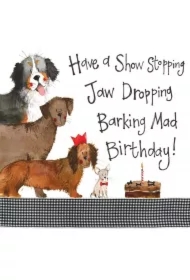 Karnet Urodziny S104 Psi tort