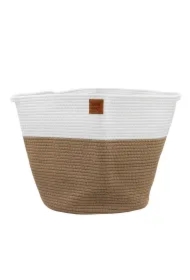 Kosz na zabawki, dla psa, biały/ beżowy, materiał sznurek bawełniany, rozmiar 35 x 35cm