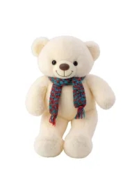 Miś pluszowy biały w kolorowym szaliku 55cm