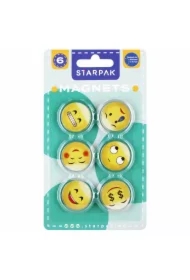 Magnes kolorowy emotikony 33mm 6 sztuk