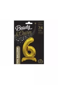 Balon foliowy B&C Cyfra stojąca 6 BC-ASZ6 złota
