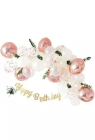 Zestaw balonów Happy Birthday różowe złoto 36el