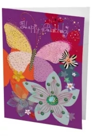 Karnet B6 + koperta Urodziny Motyl i kwiaty