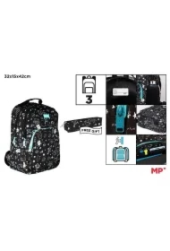 Plecak trzykomorowy czarny 32x12x38cm + piórnik