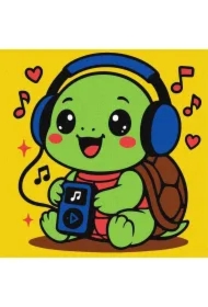 Malowanie po numerach - Żółwik słucha muzyki
