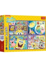 Puzzle 4x250 el. Szalony świat Sponge Boba