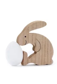 Figurka Do Dekoracji Drewniany Królik Z Jajakiem