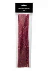 Druty chenille 30cm czerwony metallic 25 szt