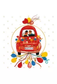 Karnet z kółkiem z bilecikiem Ślub - Auto garbus