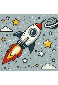 Malowanie po numerach - Rakieta kosmiczna Kids 25x25cm