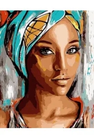 Malowanie po numerach - Kobieta w niebieskim turbanie
