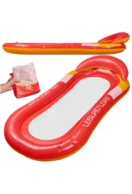 Materac dmuchany do pływania basenu wodny z siatką czerwony