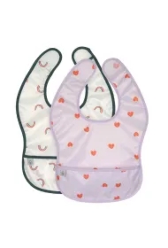 Zestaw śliniaków wodoodpornych 6 m+ Happy Rascals Heart lavender