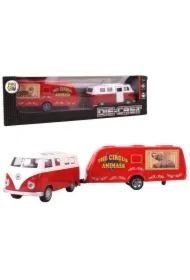 Samochód Van z przyczepą kempingową metal