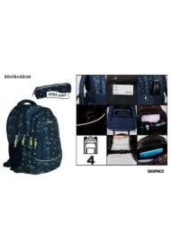 Plecak czterokomorowy 30x16x42cm + piórnik