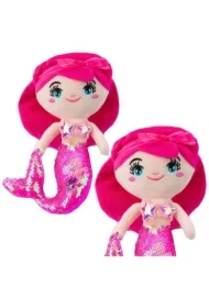 Syrenka pluszowa z ogonem w cekiny różowa 30cm