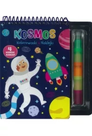 Kosmos. Kolorowanki, naklejki, 4 neonowe markery