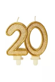 Świeczka urodzinowa 20 złoty brokat
