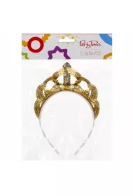 Ozdoba karnawałowa Tiara w cekiny złota
