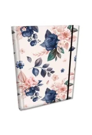 Notes B6 z gumką Soft Touch Niebieskie Róże