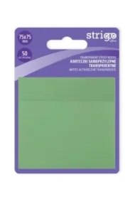 Strigo, Karteczki samoprzylepne transparentne - jasnozielone, 50 kartek