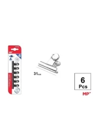 Klipsy biurowe metalowe srebrne 31mm 6 szt