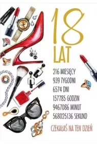 Karnet Party naklejany B6 + koperta. Wzór nr 10 Urodziny 18