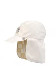 Czapka z filtrem UV80 z daszkiem i osłoną karku Splash & Fun Krata vanilla/sea salt, rozm. 52/53