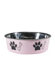 Miska antypoślizgowa z nadrukiem, różowa, L