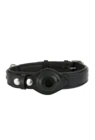 Obroża skórzana, L: 40-54 cm/30 mm, czarny, z miejscem na lokalizator