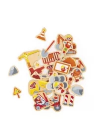 Zestaw drewnianych magnesów Plac budowy