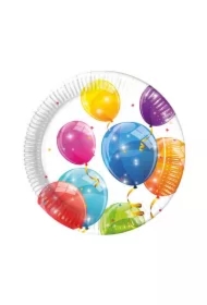 Talerzyki papierowe Sparkling Balloons 23cm