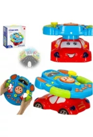 Zabawka interaktywna kierownica dla dzieci symulator muzyka dźwięki światła projektor