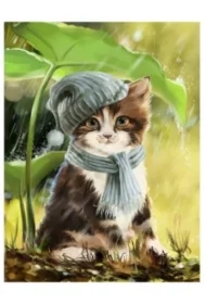 Diamentowa mozaika - Kotek w czapce