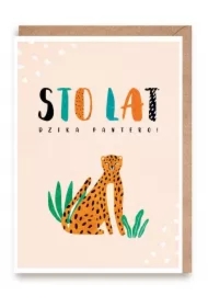 Kartka urodzinowa Sto lat, Dzika Pantero + eko koperta
