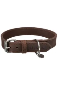 Obroża Rustic z grubej skóry, M: 37&ndash;44 cm/25 mm, ciemnobrązowa