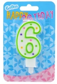 Świeczka cyferka z kropeczkami 6