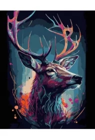 Malowanie po numerach czarne płótno - Kolorowy jeleń
