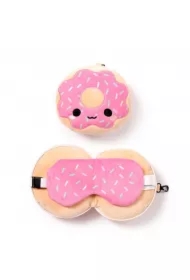 Pluszowa poduszka podróżna z opaską na oczy "Relaxeazzz" - Pączek