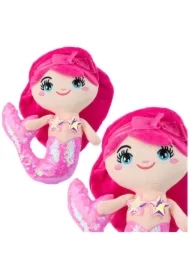 Syrenka pluszowa z ogonem w cekiny jasnoróżowa