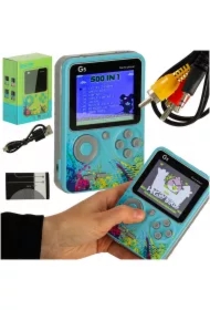 Konsola przenośna do gier mini elektroniczna retro 500 gier niebieska