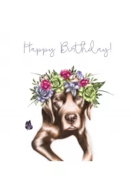 Karnet Swarovski kwadrat CL0326 Pies z kwiatami