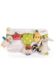 NICI 48512 Grzechotka do wózka Królik i sowa 40cm z 5 figurkami do zawieszenia