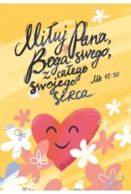 Pocztówka z kolorowanką Miłuj Pana Boga swego