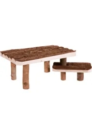 Zadaszenie ze schodami dla gryzoni, drewniane 37x17x28 cm