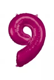 Balon foliowy cyfra 9 różowa