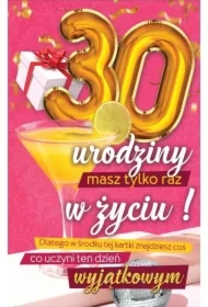 Karnet Urodzinowy 30 + naklejka