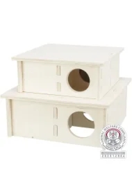 Domek czterokomorowy, dla chomików/koszatniczek, drewno, 30 x 12 x 30 cm